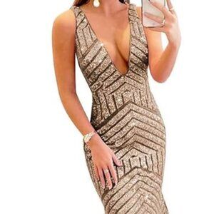 V Neck Sequin Prom Long Mermaid Evening Gown Sparkly Evening Dresses Size 4